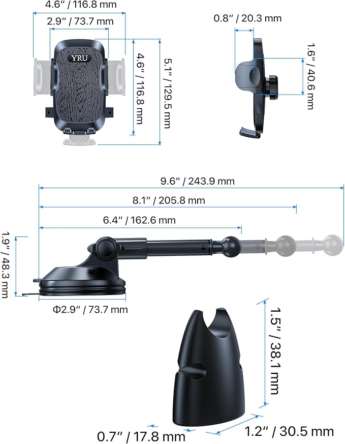 YRU True Upgrade for Safety Car Phone Holder Mount Patent & Military-Grade - Image 7
