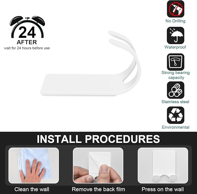 CGBE Razor Holder for Shower, 4 Packs Shaver Holder and 4 Packs Shower Hooks - Image 4