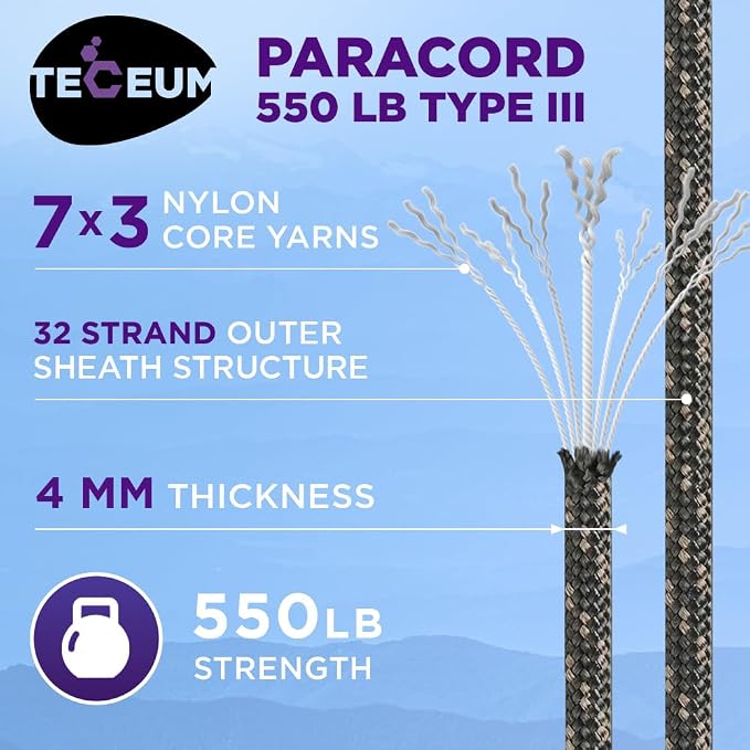 TECEUM Reflective Paracord Rope 1000 – 1000ft/200ft/100ft/50ft – 40+ Colors – - Image 2