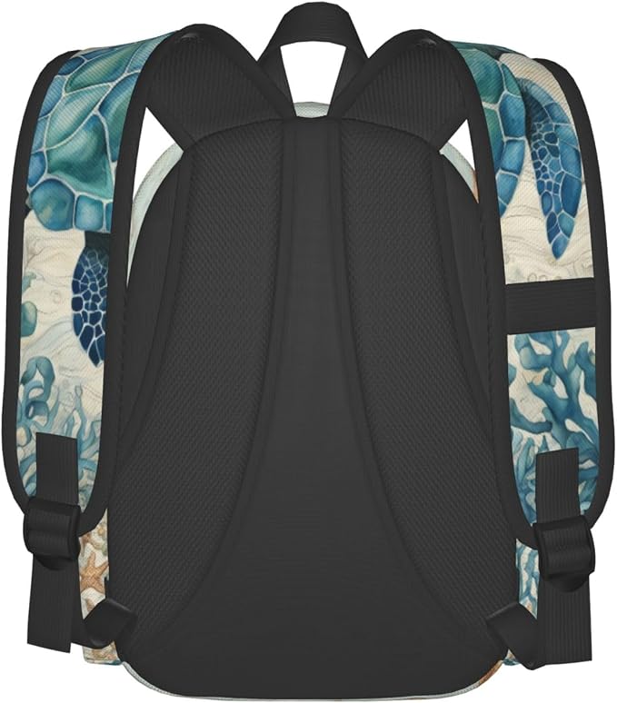 cfpolar 17 Inch Backpack Vintage Sea Turtle Starfish Laptop Bag Shoulder Bag - Image 3