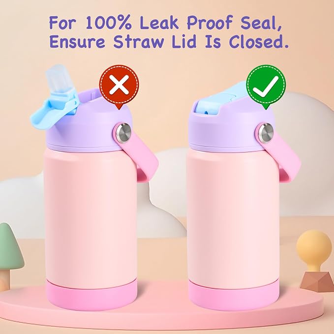 Kerilyn 12oz Kids Water Bottle 2 Pack, Stainless Steel Insulated Water Bottle - Image 6