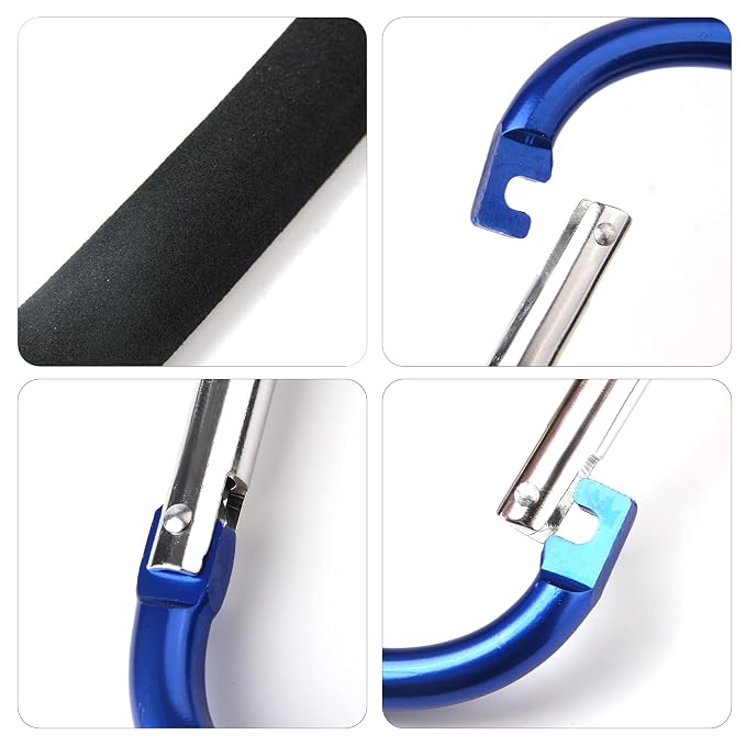 4 Pack Large Carabiner 5.5" D Style Click and Carry Bag Carrier Stroller Hooks - Image 3