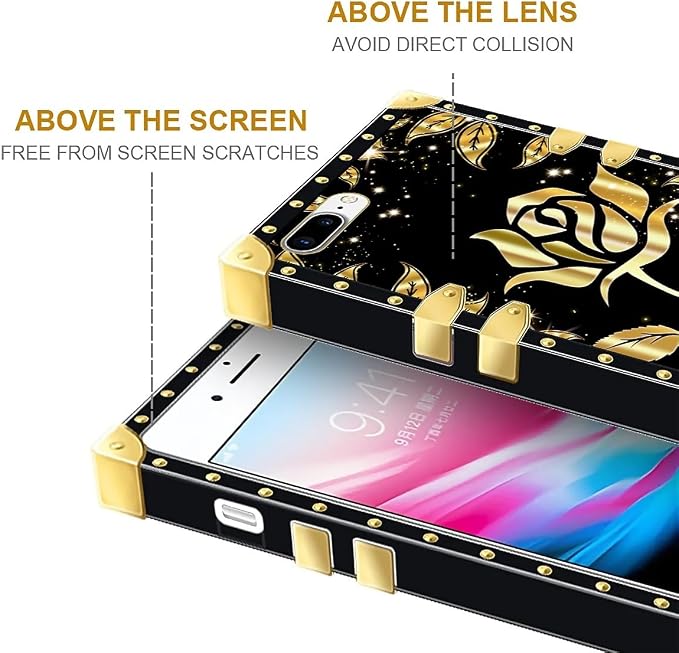 Compatible with iPhone 8 7 SE Case, Shine Gold Rose Luxury Golden Decoration - Image 7