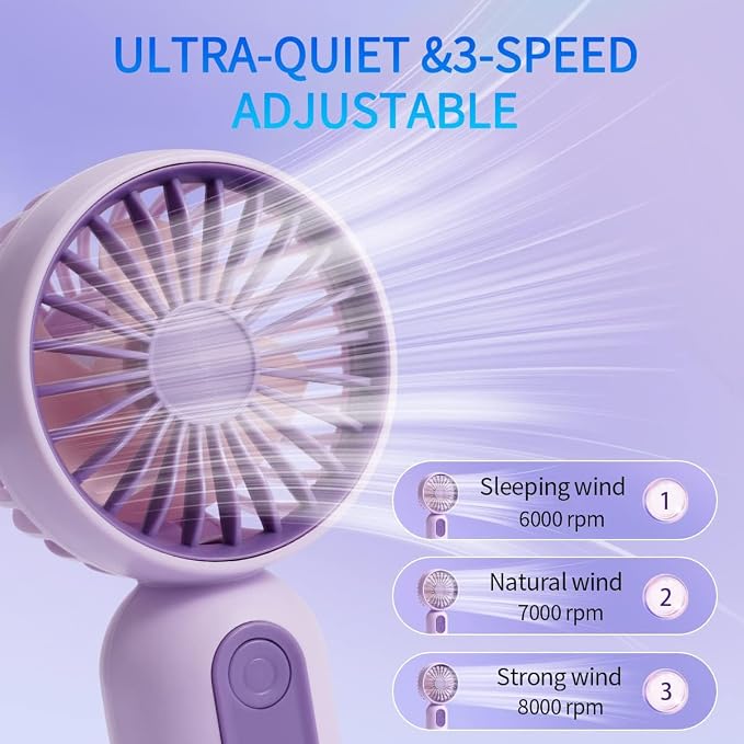 VanSmaGo 3 PCS Portable Handheld Mini Fans, USB Rechargeable Personal Fan - Image 2