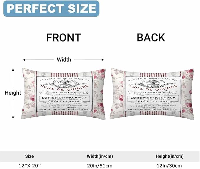 Huile De Quinine Vintage French 12 X 20 Pillow Covers Elegance Fountain Pink - Image 2