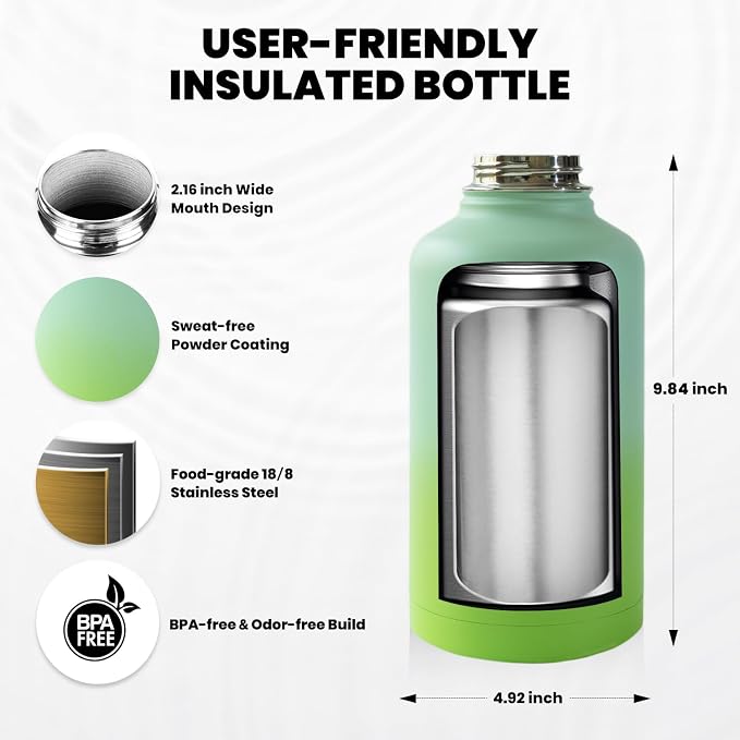RAYMYLO Insulated Water Bottle 64 oz, Triple Wall Vacuum Stainless Steel - Image 5
