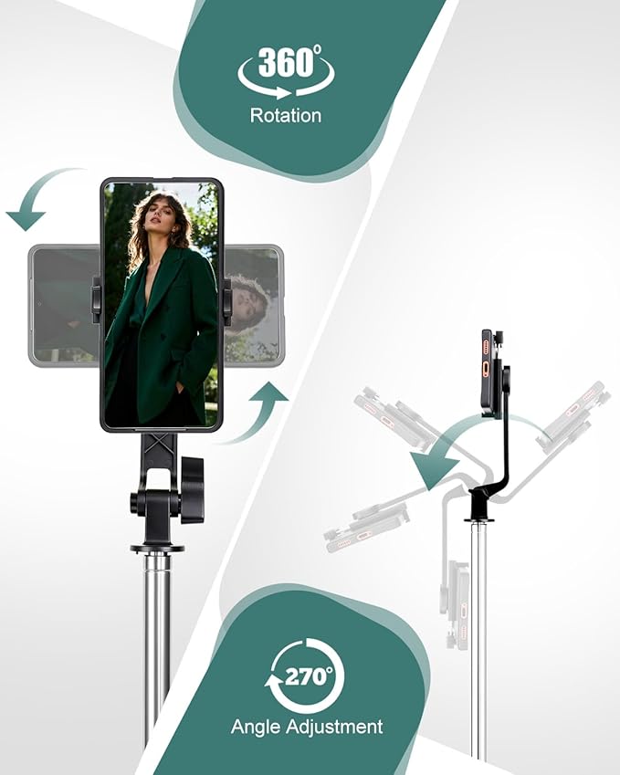 71" Phone Tripod Selfie Stick for iPhone and Android Phone, Cell Phone Tripod - Image 4