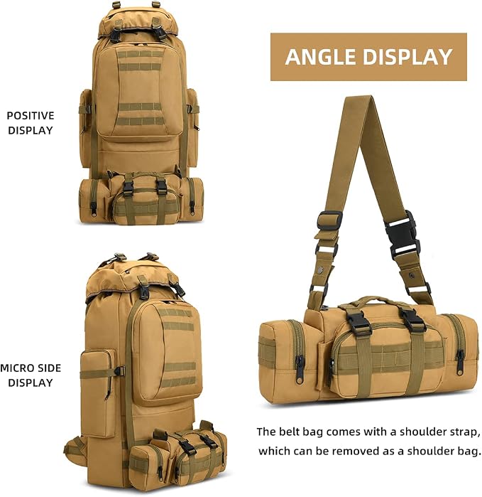 100L Camping Hiking Backpack, Molle military Tactical rucksack backpack - Image 2