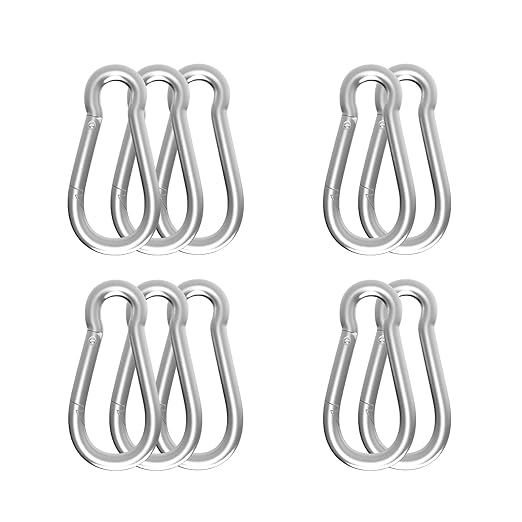 Carabiner, Heavy Duty Galvanized Steel Spring Snap Hook Carabiner Clips by High-PQ
