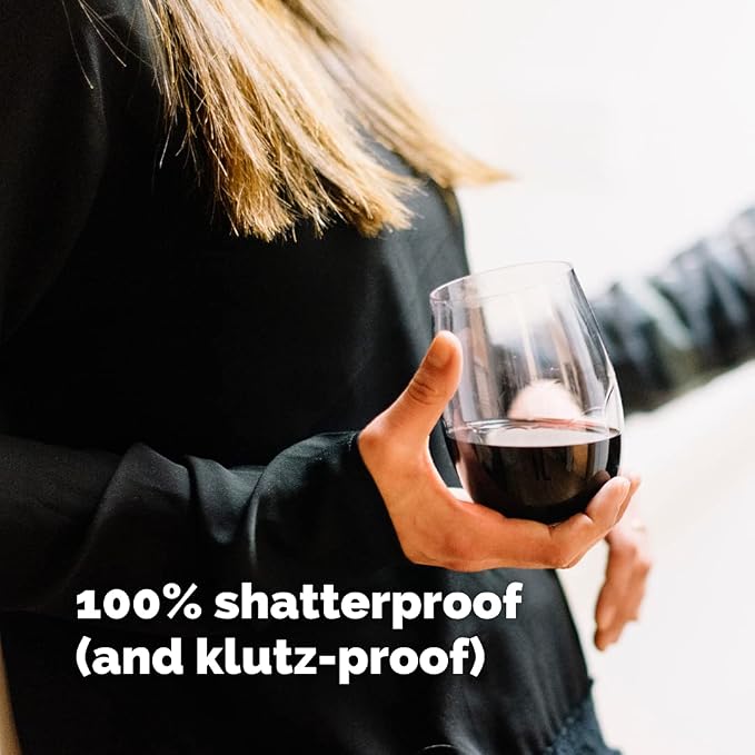 TaZa Outdoor Wine Glasses Stemless, 20oz Set of 4, Unbreakable Tritan Plastic - Image 7