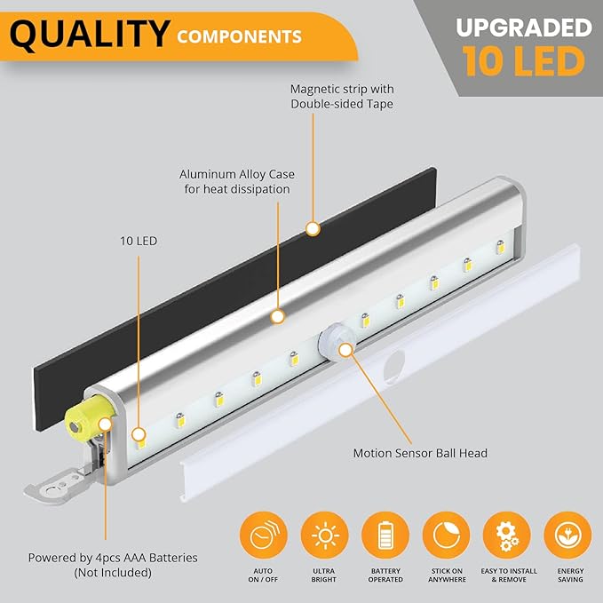PeakPlus LED Motion Sensor Light, LED Battery Operated Lights, Under Cabinet - Image 3
