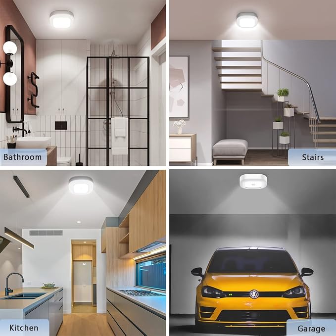 WhitePoplar Motion Sensor Ceiling Light Battery Operated, Wireless Motion - Image 3