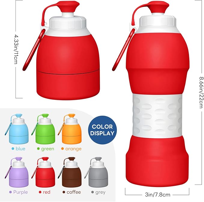 Collapsible Lightweight 20oz Water Bottle, Food-Grade Silicone BPA Free - Image 6
