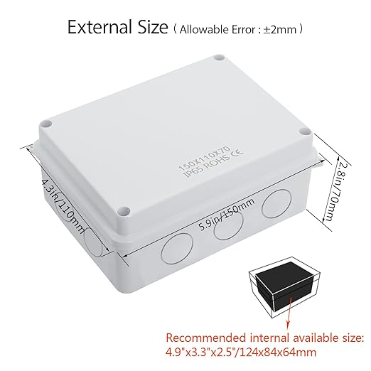 LeMotech Junction Box, Electrical Box IP65 Water Resistant Dustproof ABS - Image 2