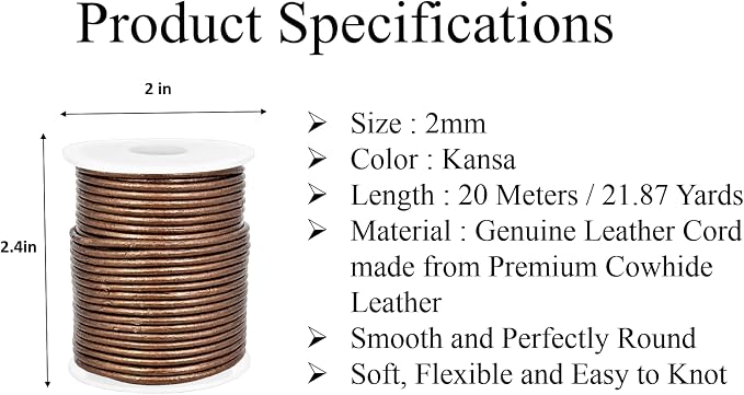 GENIQUE Real/Genuine Round Leather String Cord - Image 3