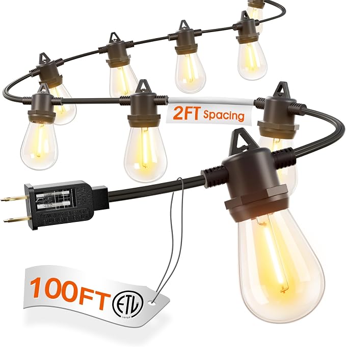 addlon 100FT Outdoor String Lights LED Waterproof Patio Lights by addlon