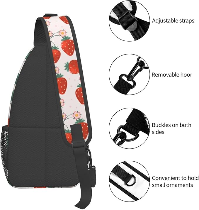 Strawberries Sling Bag For Women Men Fashion Strawberry Backpack Crossbody - Image 5