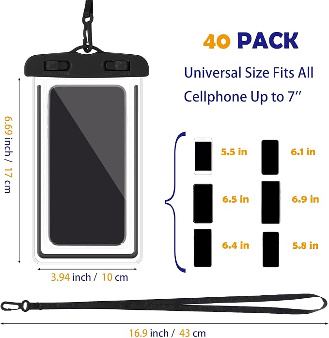 Flutesan 40 Pack Universal Clear Waterproof Phone Pouch Cell Phone Pouch Dry - Image 2