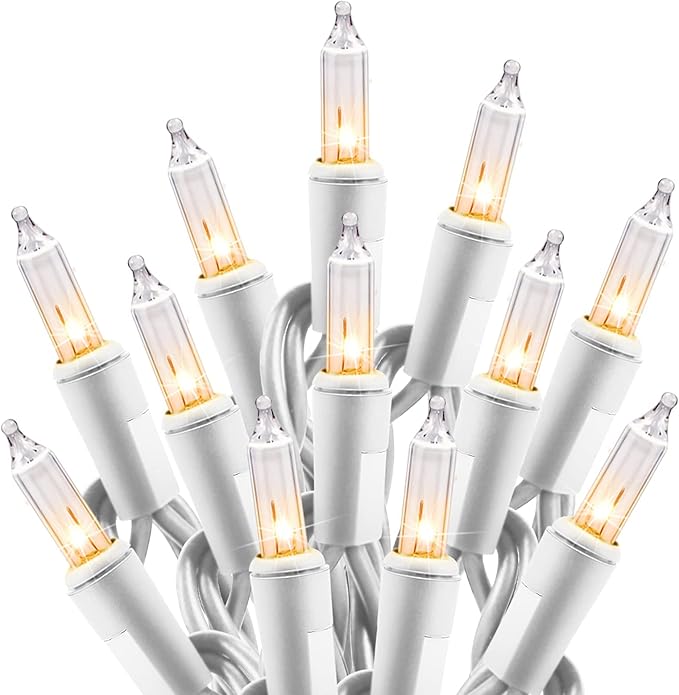 Minetom Clear Christmas Lights Set 100 Count 20 Feet Incandescent Bulb Mini by Minetom