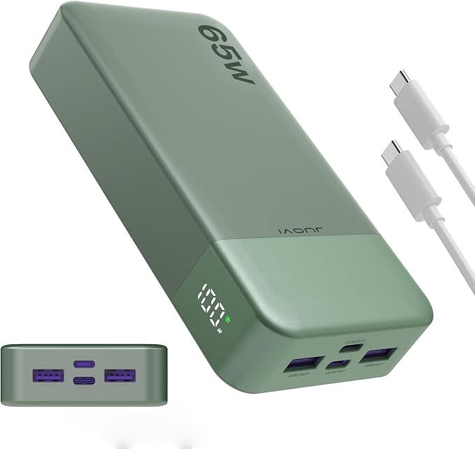 JUOVI Portable Charger 65W Power Bank 20000mAh Compact USB C Laptop Power Bank by JUOVI