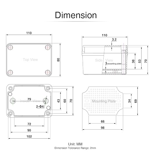 QILIPSU Junction Box with Mounting Plate 110x80x70mm - Image 6