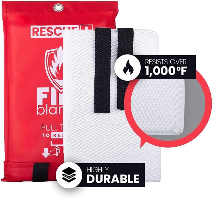 Rescue+ Emergency Fire Blankets – 2 Pack, 40” x 40” Fiberglass Flame Retardant - Image 5
