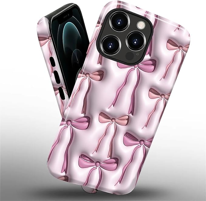 for iPhone 12/12Pro Case, HL2 Abstract Ribbons Bows Hybrid 2 Layer Hard Shell - Image 2