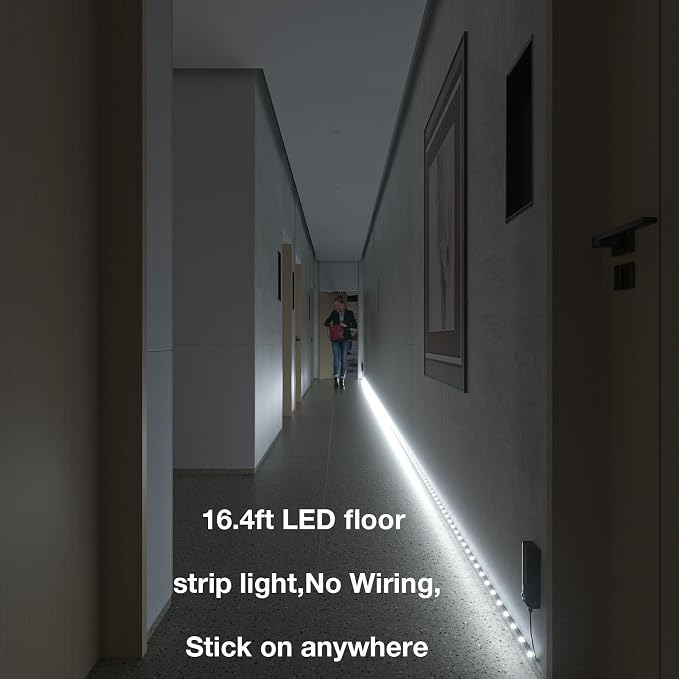 WOBANE Dual Motion Sensor Light Strip, Rechargeable 16.4ft LED Lighting - Image 5