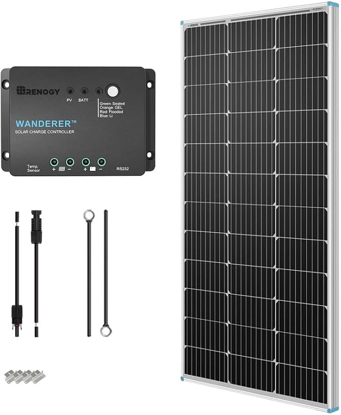 Renogy 100W 12V Solar Panel Starter Kit, 100 Watt Monocrystalline Solar Panel by RenogySolar
