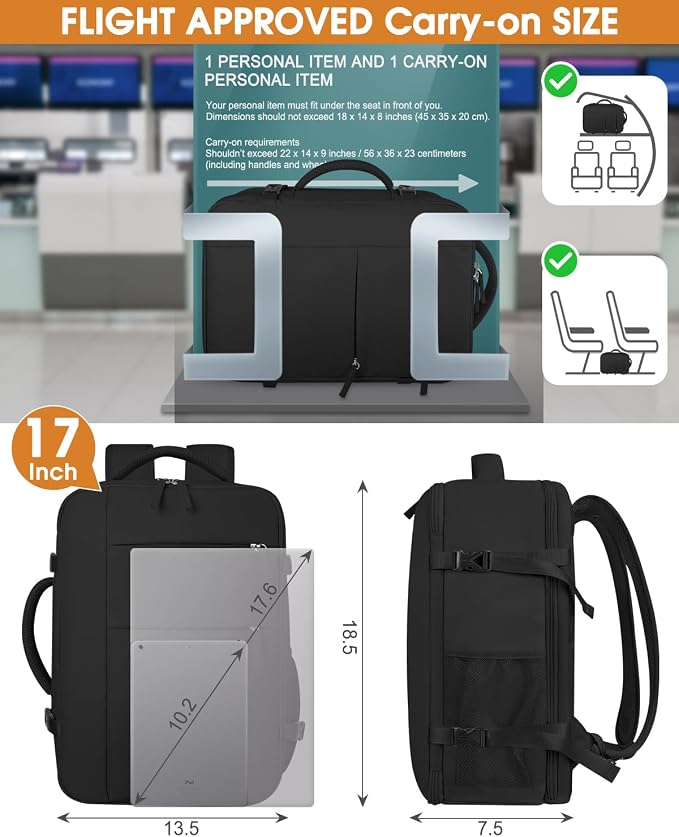 Capolo Travel Backpack for Women Men Waterproof Laptop Backpack Airlines - Image 6
