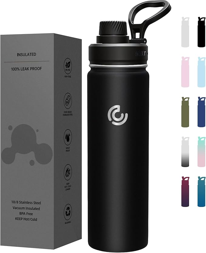 Sports Water Bottle 22oz, Insulated Water Bottle by coktik