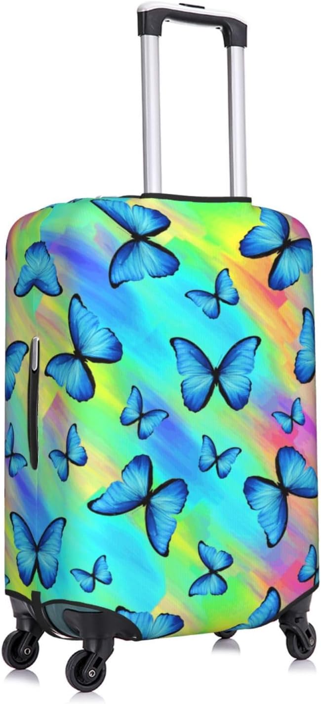 Butterfly Print Elastic Luggage Cover, Colorful Rainbow Suitcase Protector - Image 3
