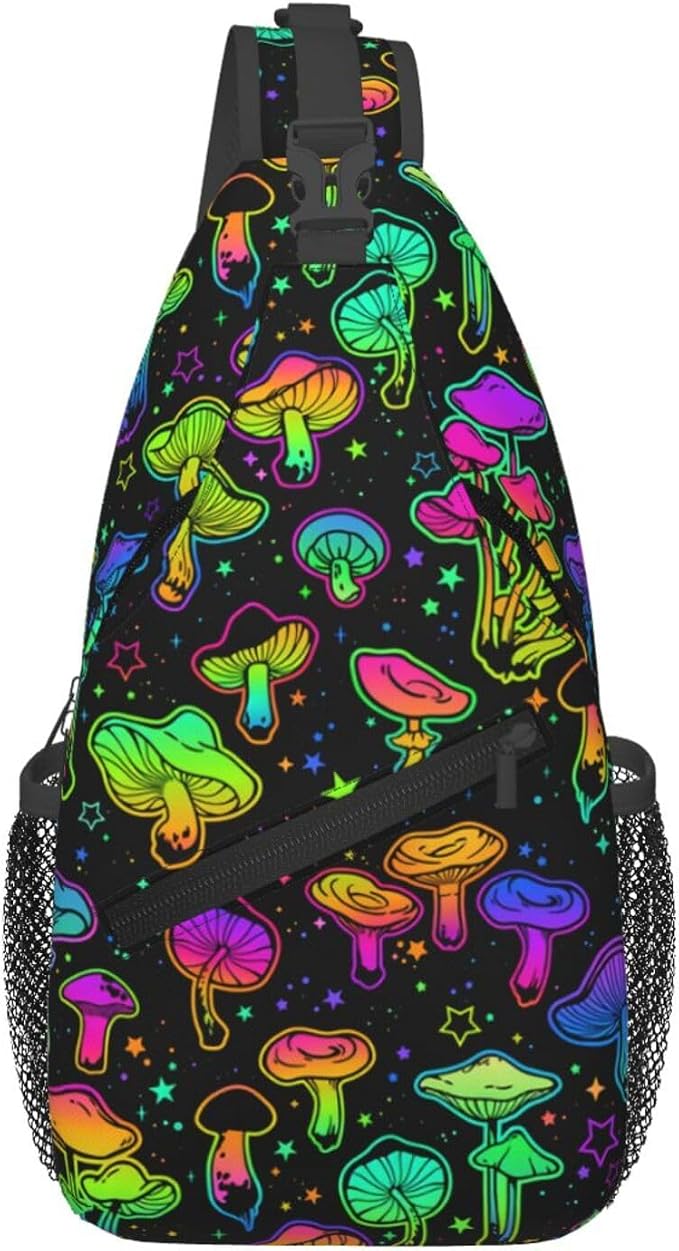 Magic Mushrooms Sling Bag For Women Men Fashion Mushroom Backpack Crossbody by Unknown