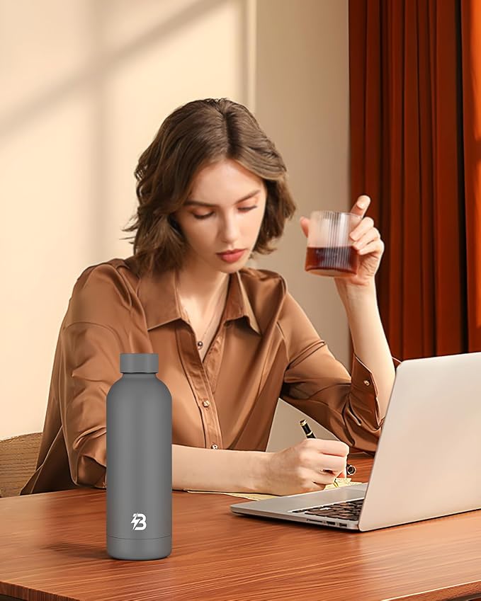 Insulated Water Bottle with Lid, 17 oz Reusable Leak-Proof Metal Stainless - Image 7