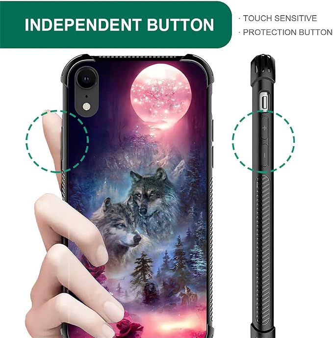 for iPhone XR Case, Star Two Wolfs Howling Pattern Graphic Design Girl Boy Soft - Image 4