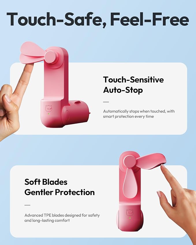 Gaiatop Portable Handheld Fan, 3 in 1 Mini Fan Handheld, Foldable Personal Fans - Image 6