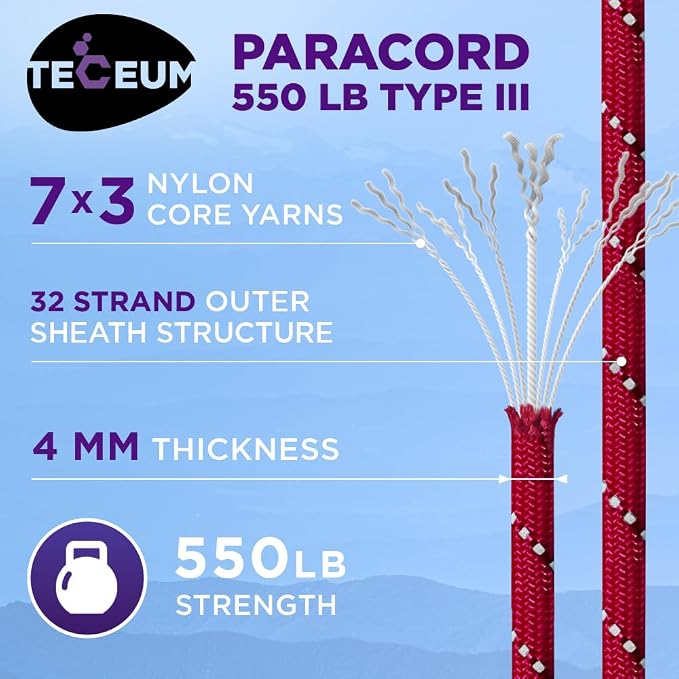 TECEUM 5/32" Paracord Rope 1000 – 1000ft / 200ft / 100ft / 50ft – Tactical - Image 3