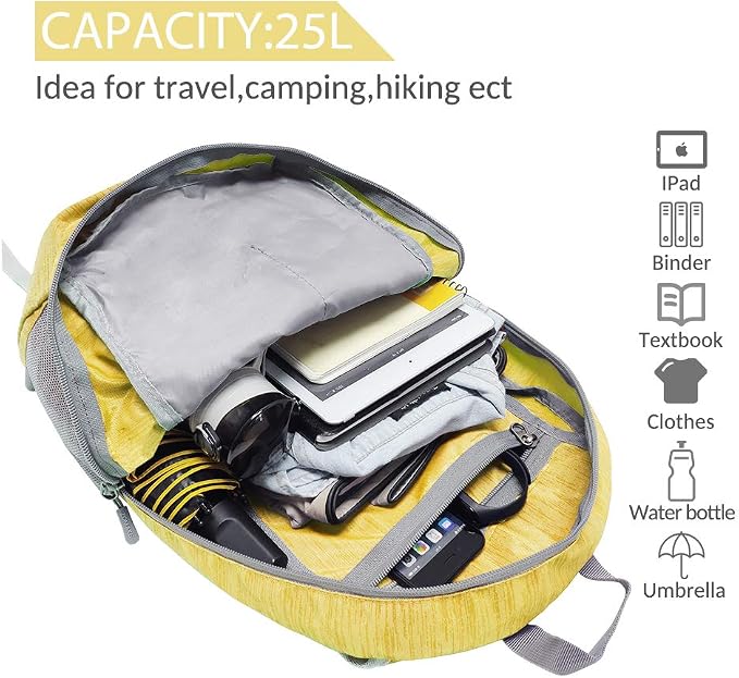 ZOMAKE 25L Ultra Lightweight Packable Backpack, Foldable Hiking Backpacks Water - Image 3