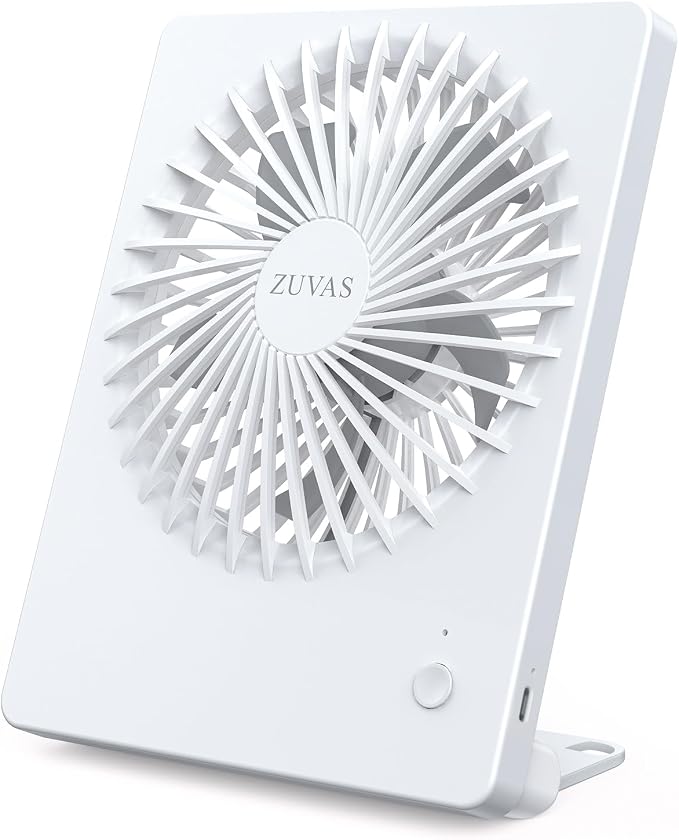 Zuvas Desk Fan Battery Operated Fan Rechargeable 180°Tilt Folding Personal Fan by Zuvas