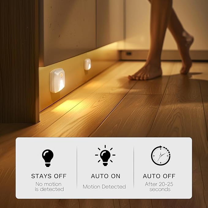 innofox 10-Pack Stick-on Motion Sensor Lights, Warm White LED Night Light - Image 5