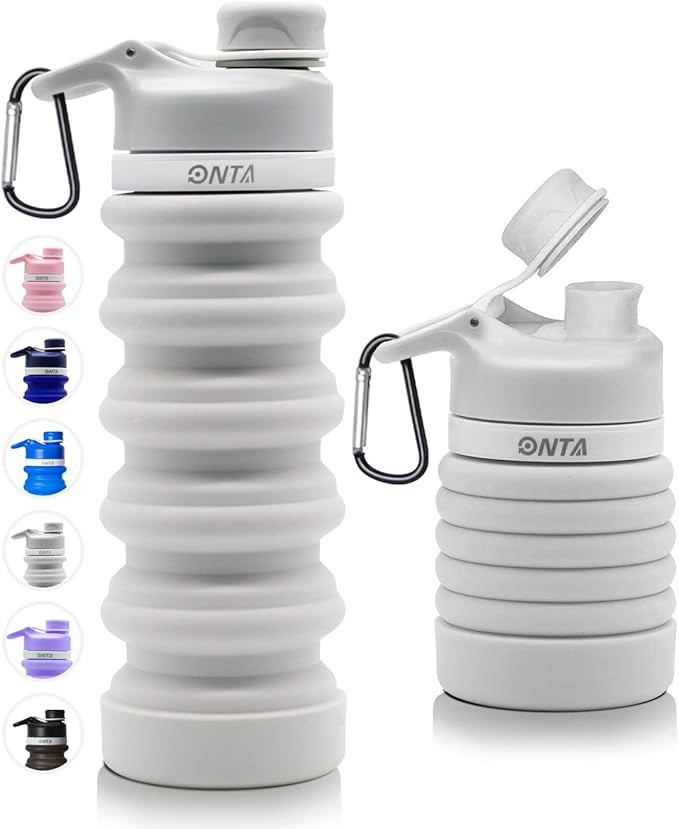 ONTA Collapsible BPA Free Silicone Water Bottle, 20oz by ONTA