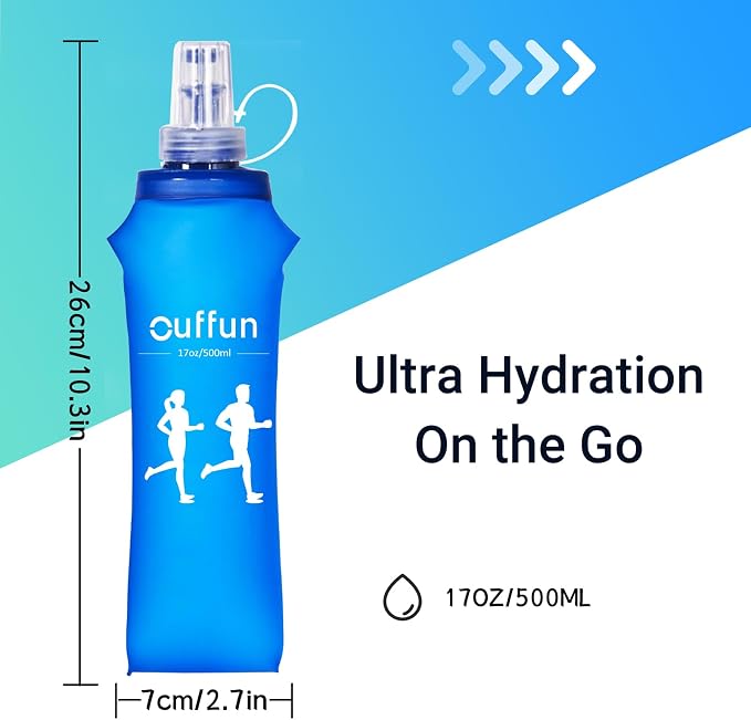 2 Pack Soft Water Bottle, TPU Collapsible Flask Foldable Bottles - Image 2