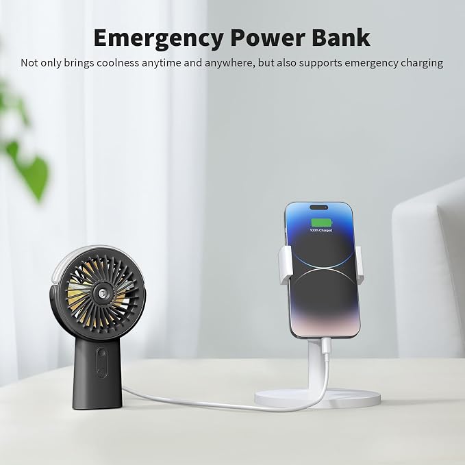 Otlonpe Handheld Misting Fan Portable, Small Personal Hand Held Rechargeable - Image 4
