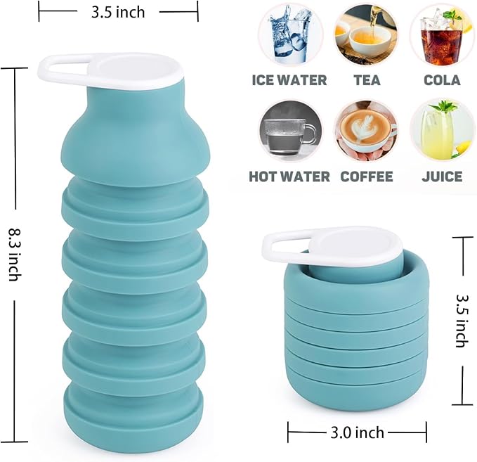 Collapsible Silicone Water Bottle – Foldable Travel Water Bottle Leakproof - Image 3
