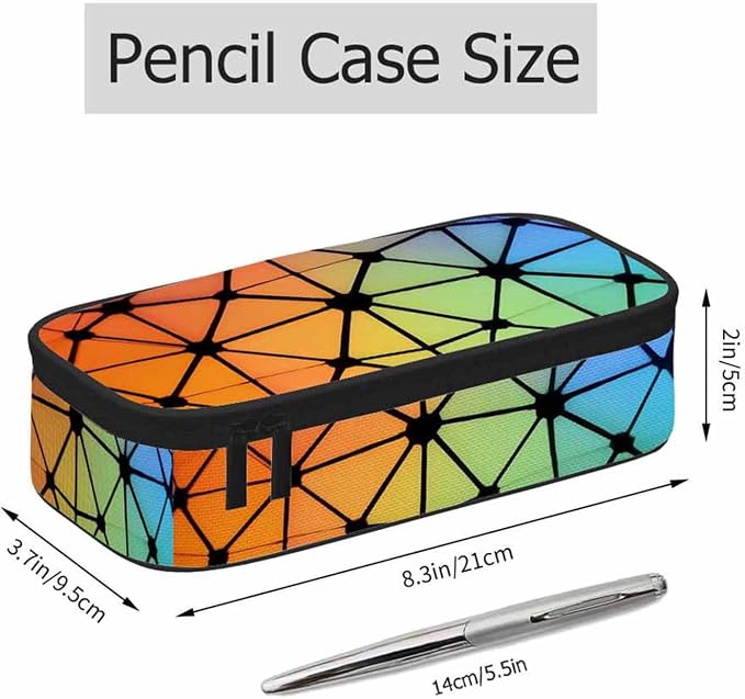 Abstract Lines Pencil Case Organizer Geometric Triangles Fluorescent Neon - Image 2