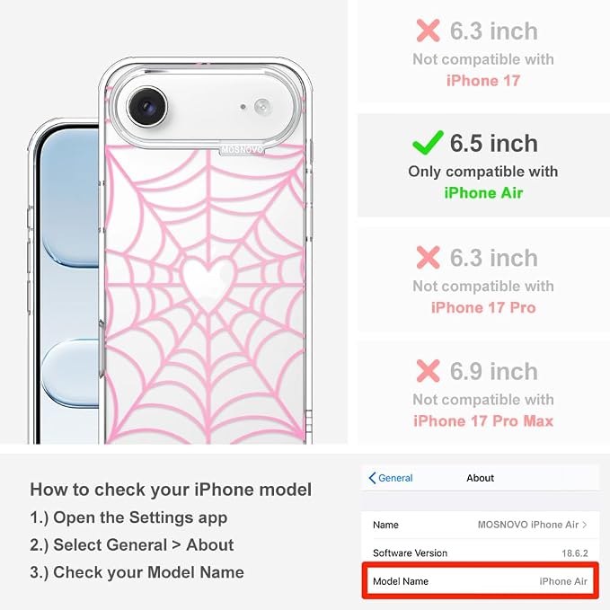 MOSNOVO for iPhone Air Case, Shockproof Military-Grade Protection 6.6ft Drop - Image 2
