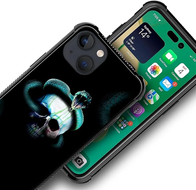 for iPhone 13 Case, Skeleton Winding Snake Pattern Graphic Design Girl Boy Soft - Image 3