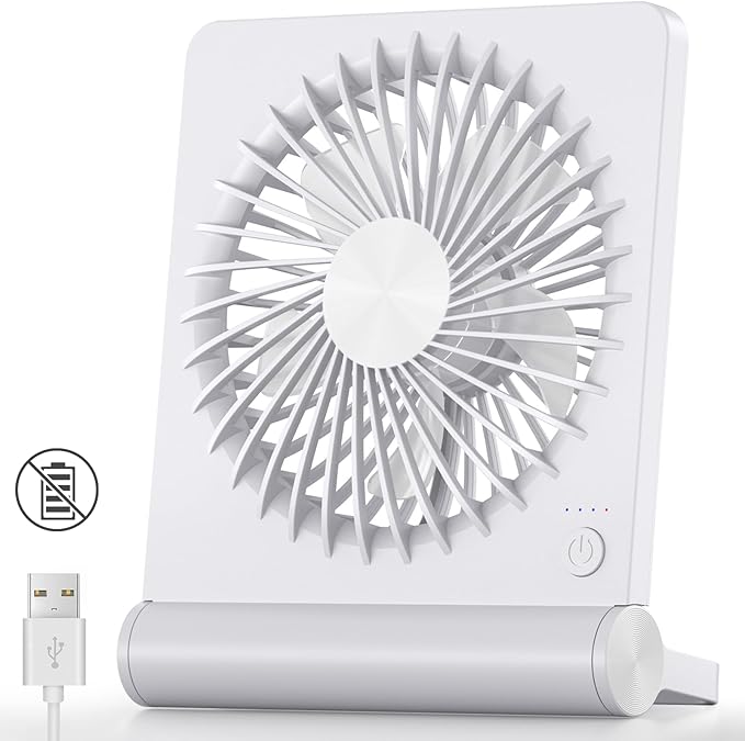 Koonie USB Fan, Strong Wind Quiet Small Desk Fan 220° Tilt Folding 3 Speeds by Koonie