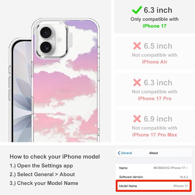 MOSNOVO for iPhone 17 Case, Shockproof Military-Grade Protection 6.6ft Drop - Image 2