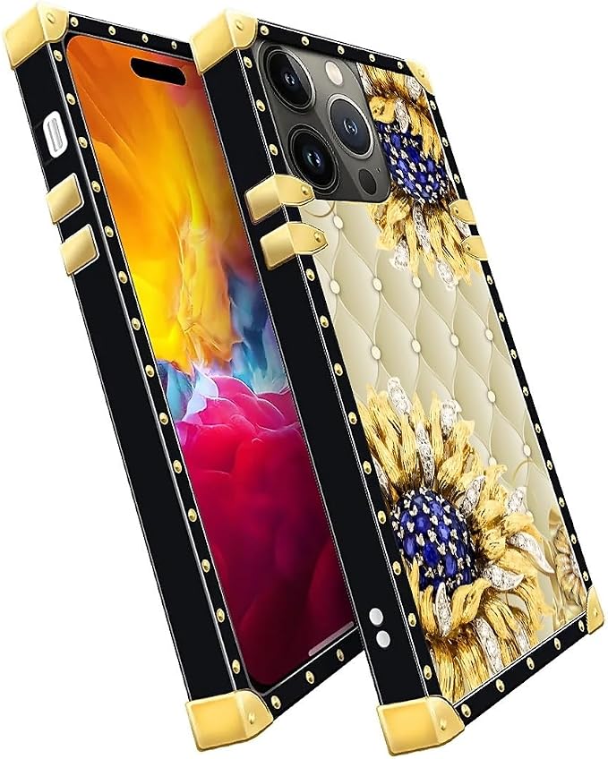 Compatible with iPhone 15 Pro Max Case, Sunflower Diamonds Leather Luxury - Image 3
